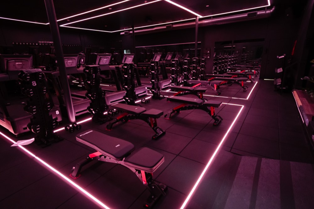 The Strength zone on the Society 3 training floor in Woodland Hills